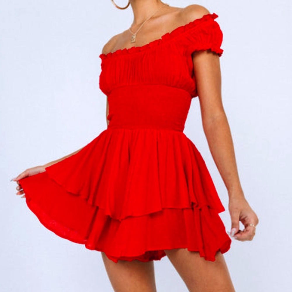 Princess Polly Love Galore Romper Red